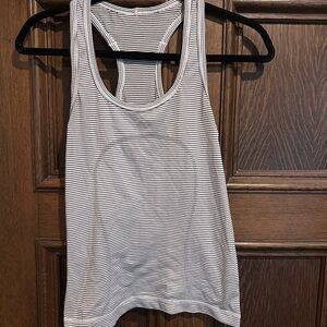 lululemon athletica White and Black Striped Racerback Tank